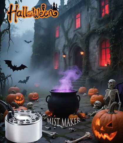 350ml/H Ultrasonic Mist Maker Fogger with 12 LED Lights, Metal Atomizer for Water Fountain, Pond, Rockery Includes Removable Splash Guard, Ceramic Discs & Changing Tools in Saudi Arabia
