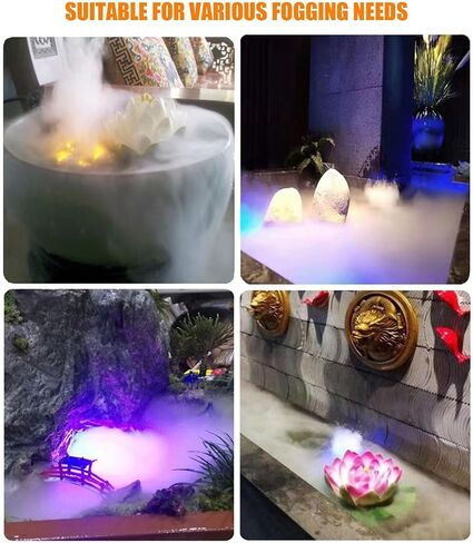 350ml/H Ultrasonic Mist Maker Fogger with 12 LED Lights, Metal Atomizer for Water Fountain, Pond, Rockery Includes Removable Splash Guard, Ceramic Discs & Changing Tools in Saudi Arabia