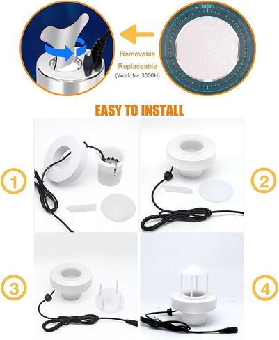 350ml/H Ultrasonic Mist Maker Fogger with 12 LED Lights, Metal Atomizer for Water Fountain, Pond, Rockery Includes Removable Splash Guard, Ceramic Discs & Changing Tools in Saudi Arabia