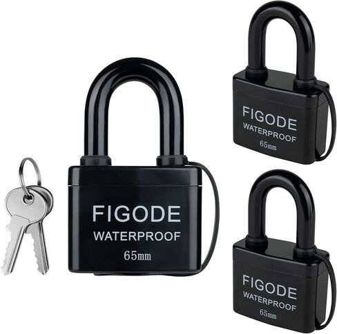 FIGODE® قفل وسادة قوي كبير مع مفاتيح، 2.8 بوصة. قفل مقاوم للماء في الهواء الطلق، مغطى بقفل فولاذي مصفح عالي التحمل in Kuwait