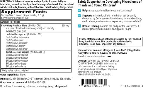 Klaire Labs SFI Health Ther-Biotic Baby - بروبيوتيك للأطفال الصغار والرضع والأطفال - دعم الميكروبيوم والأمعاء - مسحوق بروبيوتيك، أضف إلى تركيبة الطفل أو حليب الثدي أو الطعام الصلب (120 وجبة) in Kuwait