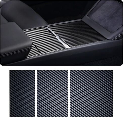3PCS Center Console Wrap Kit for Tesla Model 3 Highland and Model Y Juniper Accessories Console Cover Interior Decoration Wrap Kit (Carbon Fiber), Tesla Interior Decor Accessories in Saudi Arabia
