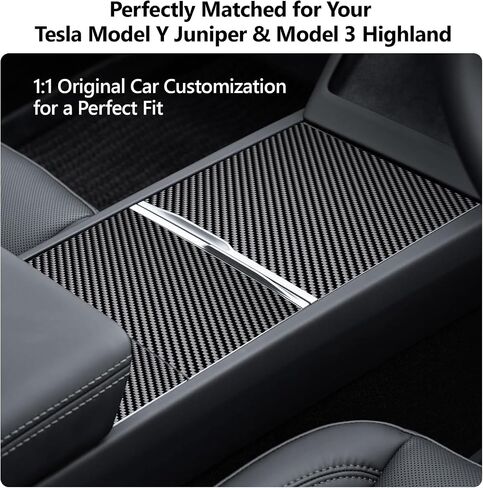 3PCS Center Console Wrap Kit for Tesla Model 3 Highland and Model Y Juniper Accessories Console Cover Interior Decoration Wrap Kit (Carbon Fiber), Tesla Interior Decor Accessories in Saudi Arabia