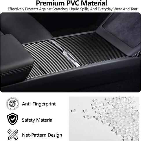 3PCS Center Console Wrap Kit for Tesla Model 3 Highland and Model Y Juniper Accessories Console Cover Interior Decoration Wrap Kit (Carbon Fiber), Tesla Interior Decor Accessories in Saudi Arabia