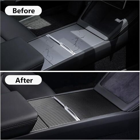 3PCS Center Console Wrap Kit for Tesla Model 3 Highland and Model Y Juniper Accessories Console Cover Interior Decoration Wrap Kit (Carbon Fiber), Tesla Interior Decor Accessories in Saudi Arabia