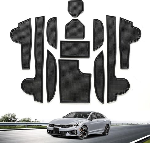 smabee 12PCS Center Console Liner for Kia K5 2025 2026 Door Slot Mats for 2025 K5 Cup Holders Inserts Anti-Dust Mats Interior Accessories (Black) in Saudi Arabia