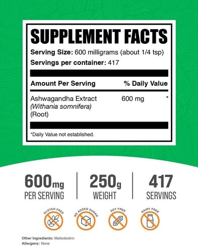 BULKSUPPLEMENTS.COM مسحوق مستخلص جذور أشواغاندا - مكمل أشواغاندا، مسحوق أشواغاندا - مستخلص أشواغاندا، مسحوق جذور أشواغاندا - نباتي، 600 مجم لكل وجبة، 100 جرام (3.5 أونصة) in Kuwait