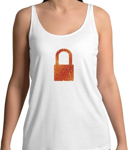 TeesAndTankYou Faux Glitter Orange Showgirl Lock Tank Top Unisex in Saudi Arabia