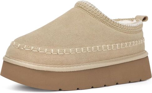 شبشب نسائي ذو نعل سميك أحذية قصيرة للكاحل مقاومة للماء من جلد الغزال الأصلي شباشب شتوية ثلجية مبطنة بالفرو والصوف أحذية رياضية مريحة في الهواء الطلق دافئة سهلة الارتداء في المنزل in Kuwait