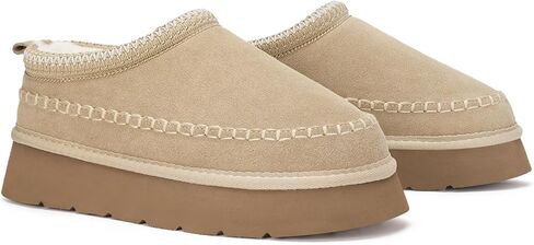 شبشب نسائي ذو نعل سميك أحذية قصيرة للكاحل مقاومة للماء من جلد الغزال الأصلي شباشب شتوية ثلجية مبطنة بالفرو والصوف أحذية رياضية مريحة في الهواء الطلق دافئة سهلة الارتداء في المنزل in Kuwait