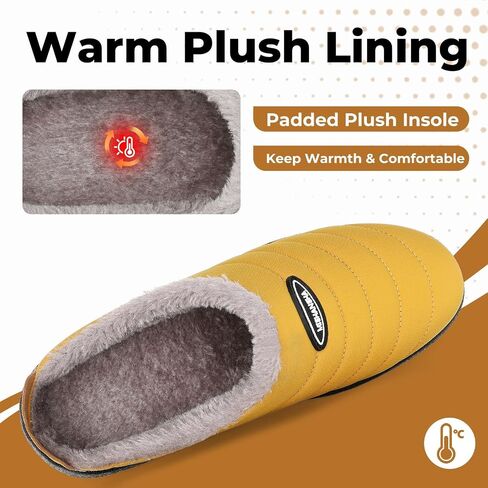 Mishansha Mens Womens Slippers Winter Warm Plush Lining Cozy House Shoes Water-Resistant Indoor Outdoor Home Slipper Non-Slip Rubber Sole in Saudi Arabia