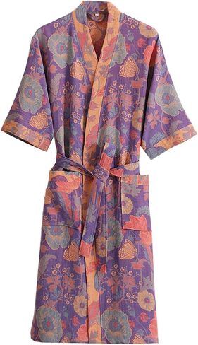 PRINCESS BRIDE 3/4 Sleeve Close Skin Cotton Gauze Summer Breathable Soft Pajamas Spa Bath Quick Dry Robe for Couples in Saudi Arabia