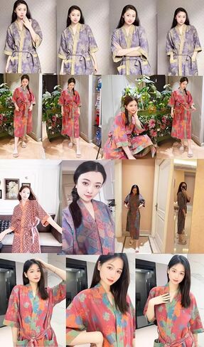PRINCESS BRIDE 3/4 Sleeve Close Skin Cotton Gauze Summer Breathable Soft Pajamas Spa Bath Quick Dry Robe for Couples in Saudi Arabia