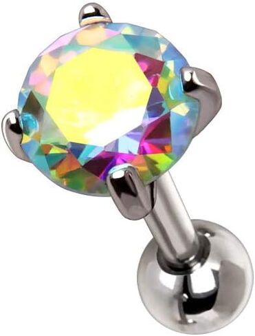 316L Stainless Steel Prong Set Iridescent Cubic Cartilage Earring in Saudi Arabia