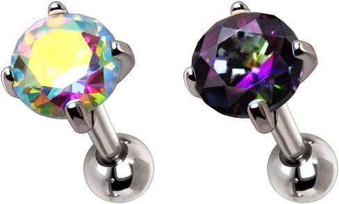 316L Stainless Steel Prong Set Iridescent Cubic Cartilage Earring in Saudi Arabia