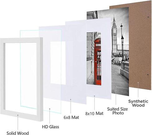 eletecpro 12x12 Picture Frame Made of Solid Wood with Real Glass Cover, Wooden Photo Frame Display Picture 8x8 with Mat or 12x12 Without Mat for Wall and Tabletop Display, Black in Kuwait