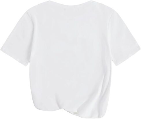 Floerns Girl's 3 Piece Cheetah Short Sleeve T Shirt Bowknot Print Tee Going Out Tops in Saudi Arabia