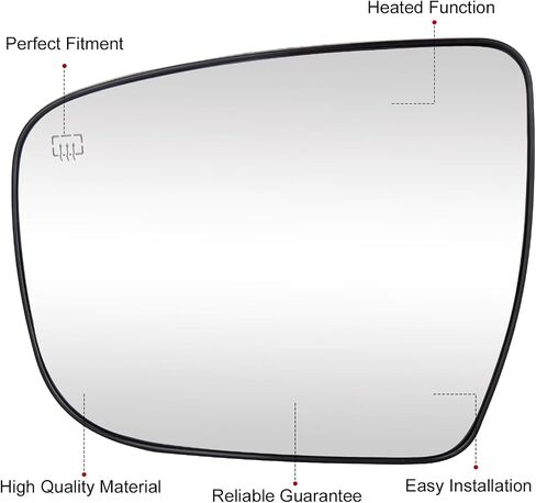 Passenger Right Side Heated Mirror Glass for Nissan Rogue 2014 2015 2016 2017 2018 2019, Murano 2014-2023, Pathfinder 2017-2019, Replace ‎for 963654BA1A in Kuwait