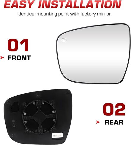 Passenger Right Side Heated Mirror Glass for Nissan Rogue 2014 2015 2016 2017 2018 2019, Murano 2014-2023, Pathfinder 2017-2019, Replace ‎for 963654BA1A in Kuwait