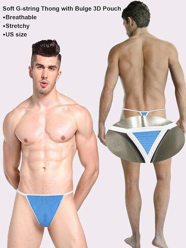Men's G String Thongs Underwear, Soft Bulge Pouch Breathable Lingerie, Stretchy Male Underwear for Man US Size in Saudi Arabia