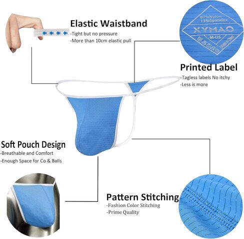Men's G String Thongs Underwear, Soft Bulge Pouch Breathable Lingerie, Stretchy Male Underwear for Man US Size in Saudi Arabia
