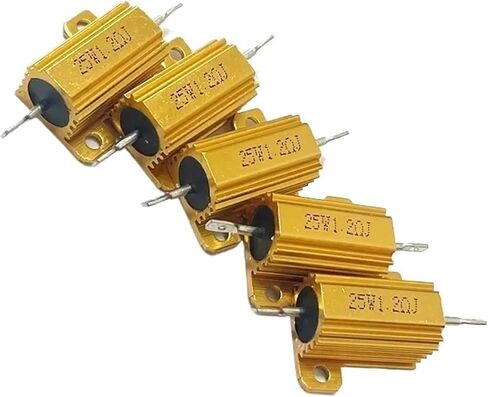 1 قطعة RX24-25W/20 واط الذهب الألومنيوم المقاوم 1R 2R 3R 4R 5R 6R 8R 10R 20R 30R 100Ohm (25W 65R) in Saudi Arabia