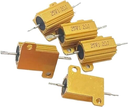 1 قطعة RX24-25W/20 واط الذهب الألومنيوم المقاوم 1R 2R 3R 4R 5R 6R 8R 10R 20R 30R 100Ohm (25W 65R) in Saudi Arabia