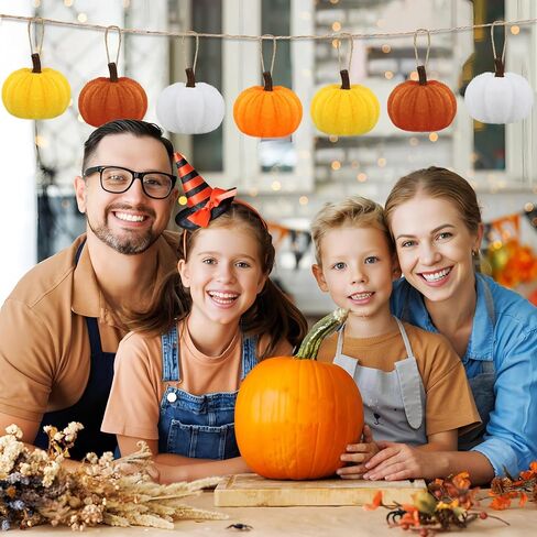 16 PCS Fall Thanksgiving Pumpkin Hanging Ornaments Velvet Fabric Pumpkin Hanging Small Tree Ornament 2.2" Orange Pumpkins Ball Tree Decoration for Fall Thanksgiving Home Farmhouse Harvest Party Decor in Saudi Arabia