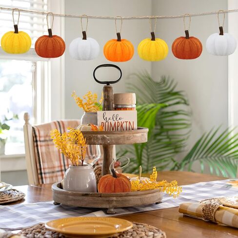 16 PCS Fall Thanksgiving Pumpkin Hanging Ornaments Velvet Fabric Pumpkin Hanging Small Tree Ornament 2.2" Orange Pumpkins Ball Tree Decoration for Fall Thanksgiving Home Farmhouse Harvest Party Decor in Saudi Arabia
