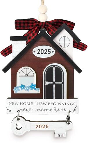 New Home Ornament 2025 - Housewarming Gifts for New Home, House Warming Gift for Women Couple houseowners Ideas, Wooden First Home Chirstmas Ornament 2025(House 01) in Saudi Arabia