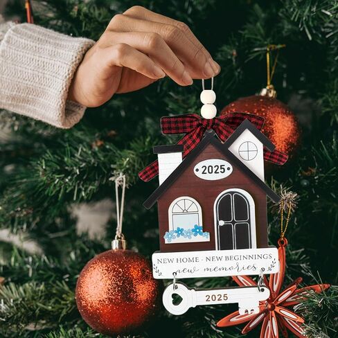 New Home Ornament 2025 - Housewarming Gifts for New Home, House Warming Gift for Women Couple houseowners Ideas, Wooden First Home Chirstmas Ornament 2025(House 01) in Saudi Arabia