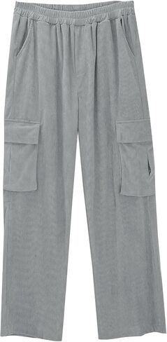 سروال قصير للرجال فضفاض غير رسمي واسع الساق Sweatpants مع جيوب متعددة مرونة الخصر فضفاضة تناسب الشارع الشهير السراويل in Saudi Arabia