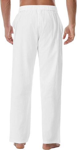 A WATERWANG Men's Casual Linen Pants Summer Beach Cotton Lightweight Pants Loose Fit Drawstring with Pockets in Saudi Arabia