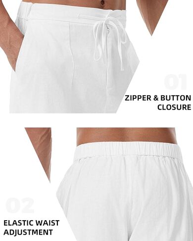 A WATERWANG Men's Casual Linen Pants Summer Beach Cotton Lightweight Pants Loose Fit Drawstring with Pockets in Saudi Arabia