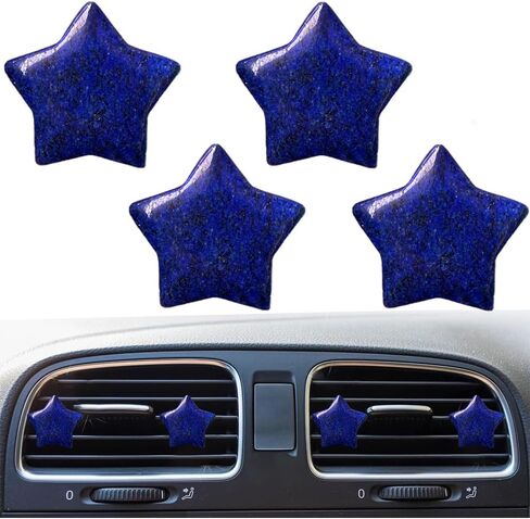 4Pcs Star Crystal Style Car Vent Clips - Auto Decoration with Natural Quartz, Cute Car Interior Decor for Women (Dark Blue) in Kuwait