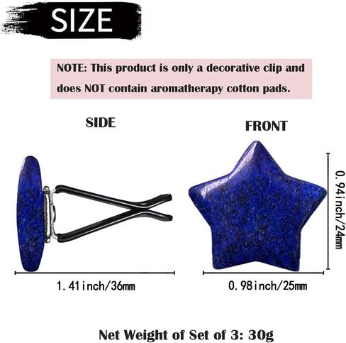 4Pcs Star Crystal Style Car Vent Clips - Auto Decoration with Natural Quartz, Cute Car Interior Decor for Women (Dark Blue) in Kuwait