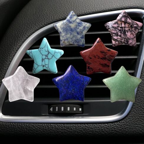 4Pcs Star Crystal Style Car Vent Clips - Auto Decoration with Natural Quartz, Cute Car Interior Decor for Women (Dark Blue) in Kuwait