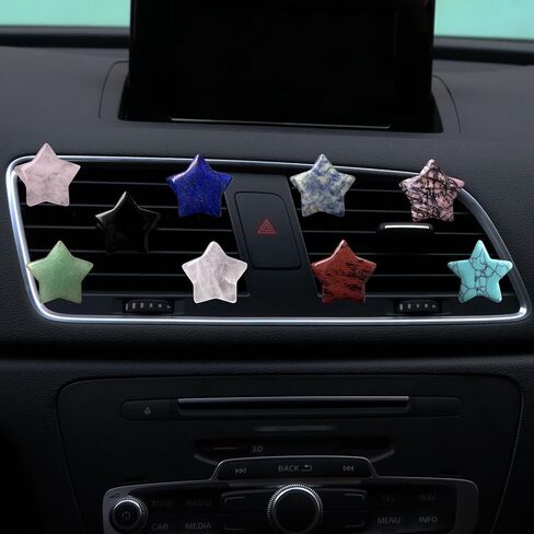4Pcs Star Crystal Style Car Vent Clips - Auto Decoration with Natural Quartz, Cute Car Interior Decor for Women (Dark Blue) in Kuwait
