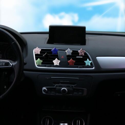 4Pcs Star Crystal Style Car Vent Clips - Auto Decoration with Natural Quartz, Cute Car Interior Decor for Women (Dark Blue) in Kuwait