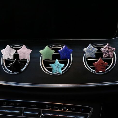4Pcs Star Crystal Style Car Vent Clips - Auto Decoration with Natural Quartz, Cute Car Interior Decor for Women (Dark Blue) in Kuwait