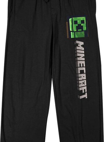 Minecraft Creeper Logo Adult Black Sleep Pajama Pants in Saudi Arabia