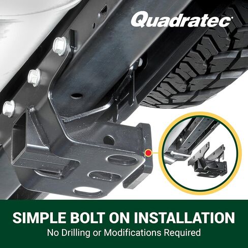 وصلة استقبال Quadratec Premium 2 بوصة - تناسب Jeep Wrangler 2007-2018 JK 2-Door & JL 4-Door Unlimited - تصنيف سحب 3500 رطل، تصنيف اللسان 350 رطل - فولاذ كربوني سميك ملحوم مطلي بالكهرباء in Saudi Arabia