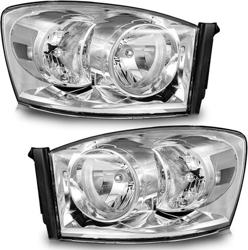 Headlight Assembly for 2006 2007 2008 Dodge Ram 1500/2500/3500; 2009 Ram 2500/3500 Old Body Style Only Headlamp Replacement Chrome Housing in Saudi Arabia