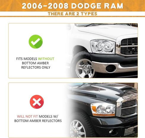 Headlight Assembly for 2006 2007 2008 Dodge Ram 1500/2500/3500; 2009 Ram 2500/3500 Old Body Style Only Headlamp Replacement Chrome Housing in Saudi Arabia