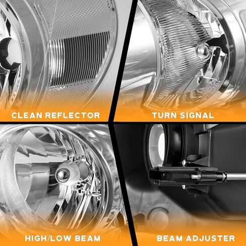 Headlight Assembly for 2006 2007 2008 Dodge Ram 1500/2500/3500; 2009 Ram 2500/3500 Old Body Style Only Headlamp Replacement Chrome Housing in Saudi Arabia