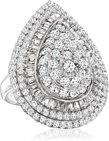 Ross-Simons 4.00 ct. t.w. Round and Baguette CZ Ring in Sterling Silver in Saudi Arabia