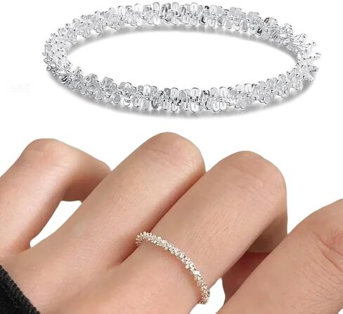 925 Sterling Silver Ring,Elegant Dainty Finger Ring,Zirconia Twisted Rope Eternity Band for Women(One Sparkly Ring) in Saudi Arabia