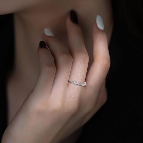 925 Sterling Silver Ring,Elegant Dainty Finger Ring,Zirconia Twisted Rope Eternity Band for Women(One Sparkly Ring) in Saudi Arabia