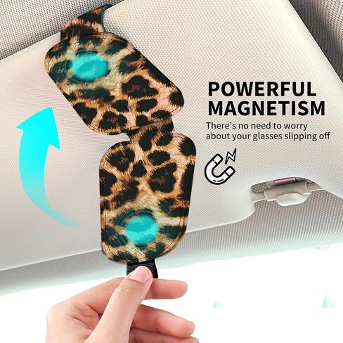 Leather Magnetic Sunglass Holder for Car Sun Visor, Cute Eyeglass Ticket Card Hanger Clip, Universal Auto Interior Accessories for SUV Pickup Truck Purple Bat Moon in Kuwait
