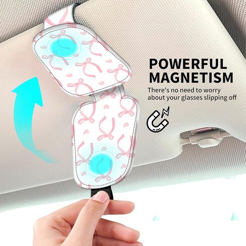 Leather Magnetic Sunglass Holder for Car Sun Visor, Cute Eyeglass Ticket Card Hanger Clip, Universal Auto Interior Accessories for SUV Pickup Truck Vintage Cute Mushroom in Saudi Arabia